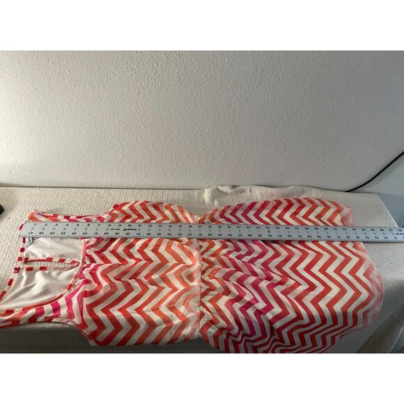 Speechless Womens Medium Off White Orange Pink Dress Sleeveless Chevron Casual - Picture 8 of 10
